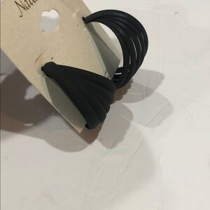Natasha Couture matte black sculpted stacked effect half moon crescent earrings